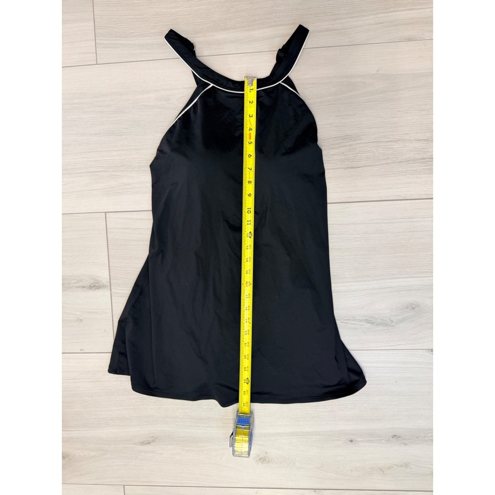 Lands' End Swim Dress High Neck Black White Sz 10 Modest Beach Swimwear Athletic - Picture 7 of 8
